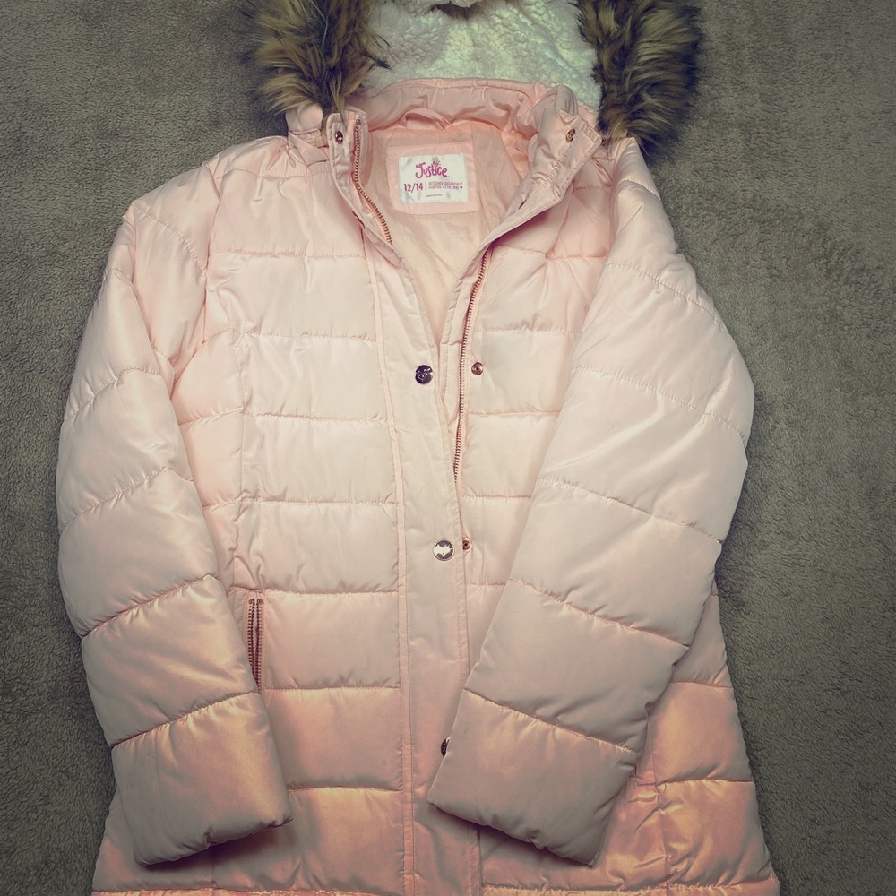 Rose gold and pink puffer jacket